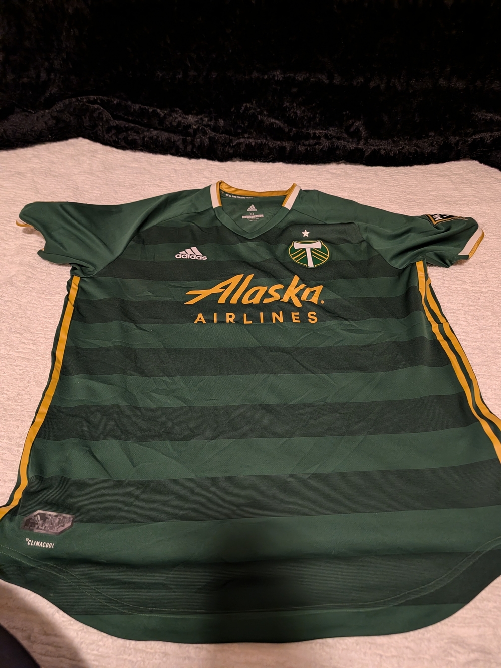 adidas Green and Yellow Portland Timbers Men's Soccer Jersey